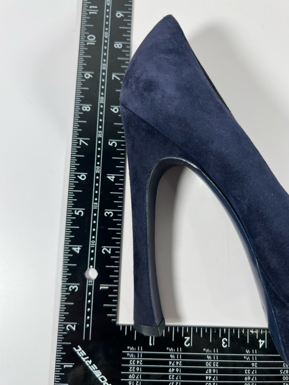 7034: YSL Yves Saint Laurent Navy Suede Platform Heels Pumps 40 - Picture 11 of 12